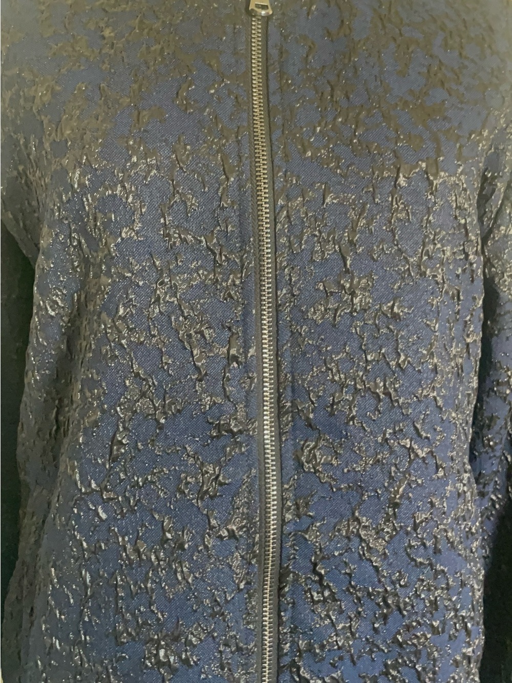 Valiant Navy Jacquard Bomber Jacket with Subtle Sheen - Picture 4 of 11